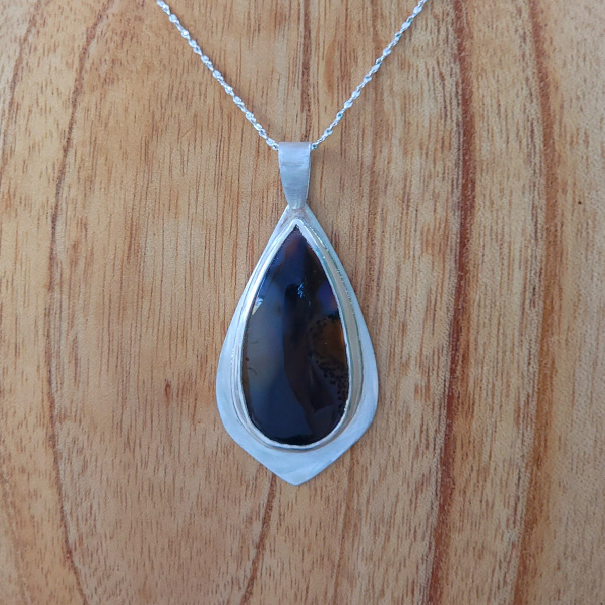 Pendant - Montana Agate Pear/Sterling