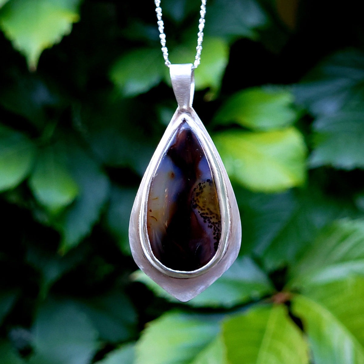 Pendant - Montana Agate Pear/Sterling