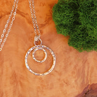 Pendant - Hammered Sterling - Double Circle - Small