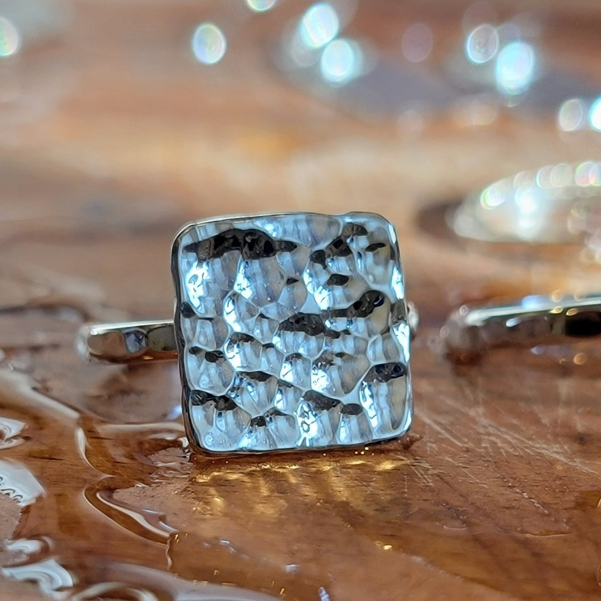Ring - Hammered Sterling - Square