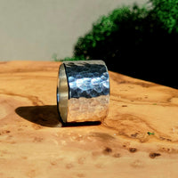 Ring - Statement - Hammered Sterling Wide-Band 1/2"