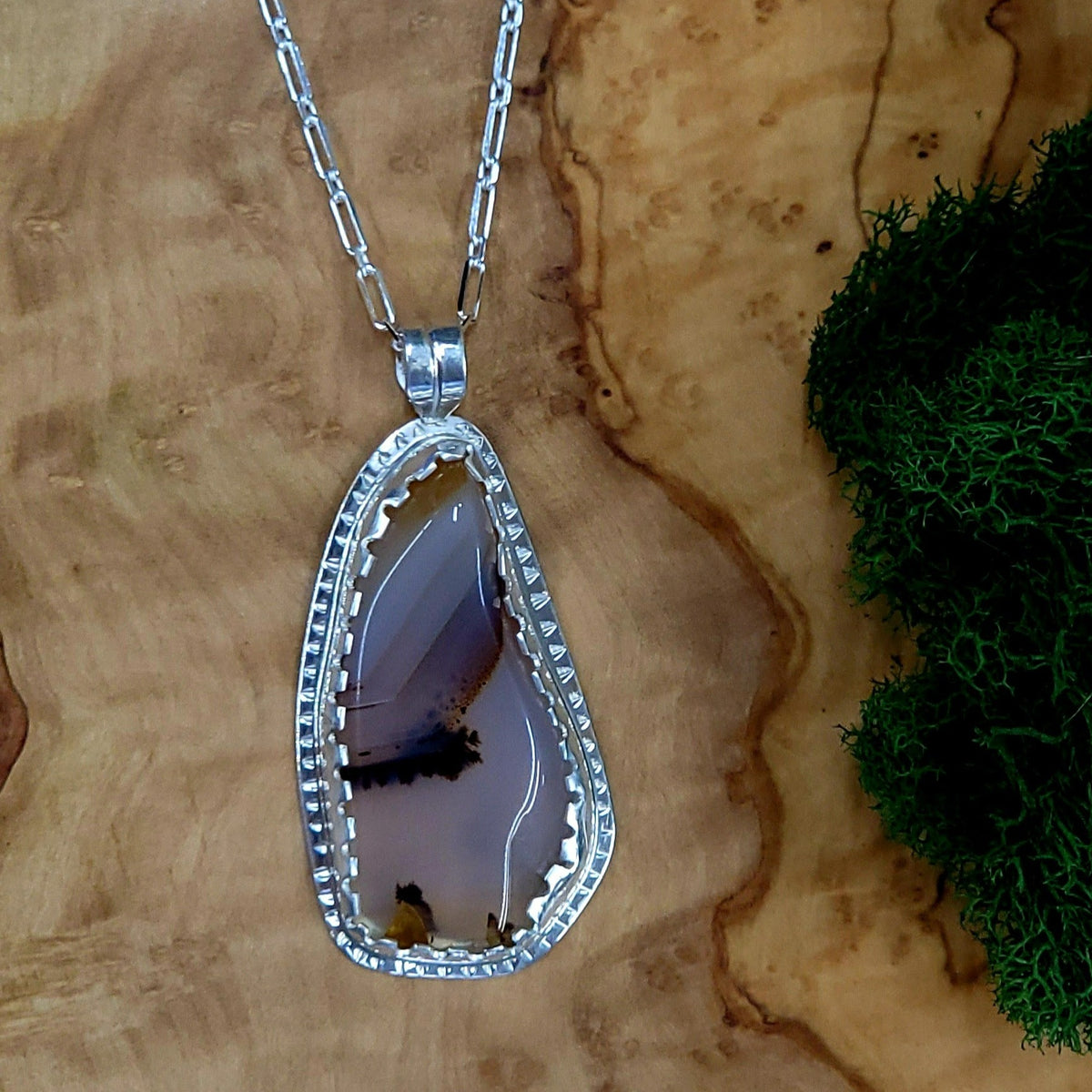 Pendant - Montana Agate Free Form/Sterling