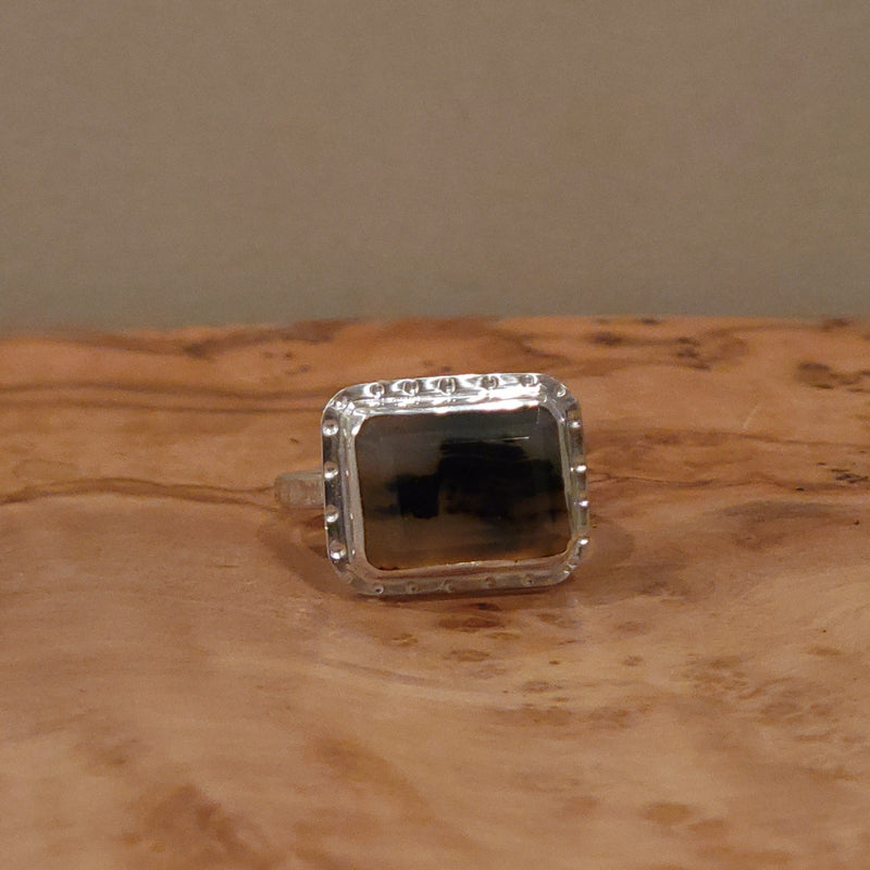 Ring - Montana Agate Rectangle/Sterling