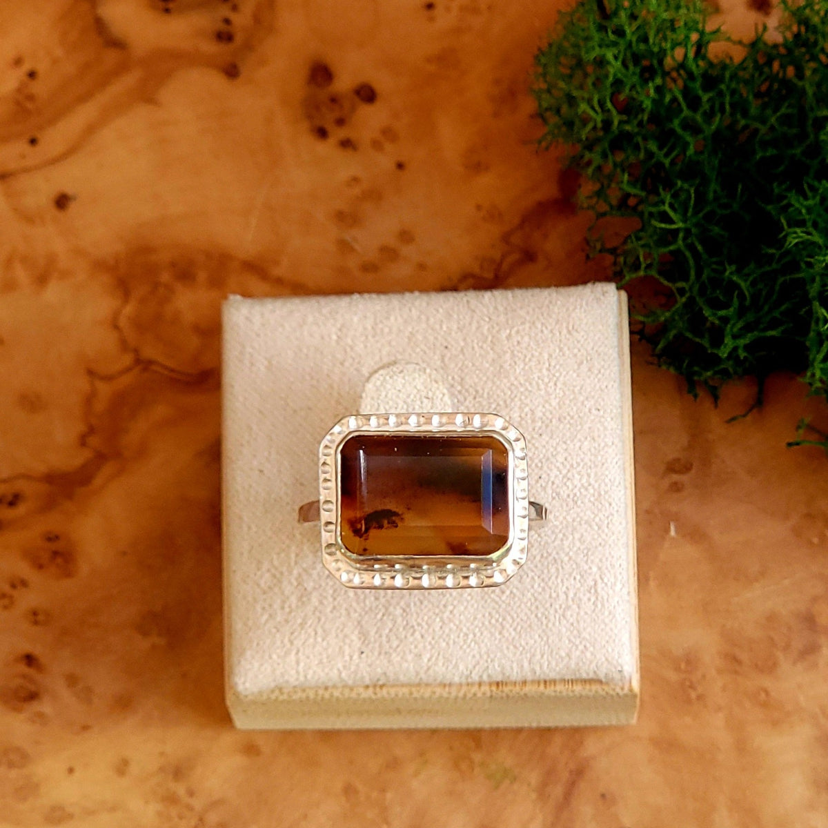 Ring - Montana Agate Rectangle/Sterling