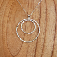 Pendant - Hammered Sterling - Double Circle - Large