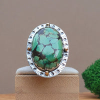 Ring - Statement - Hubei Turquoise/Sterling/14k Gold