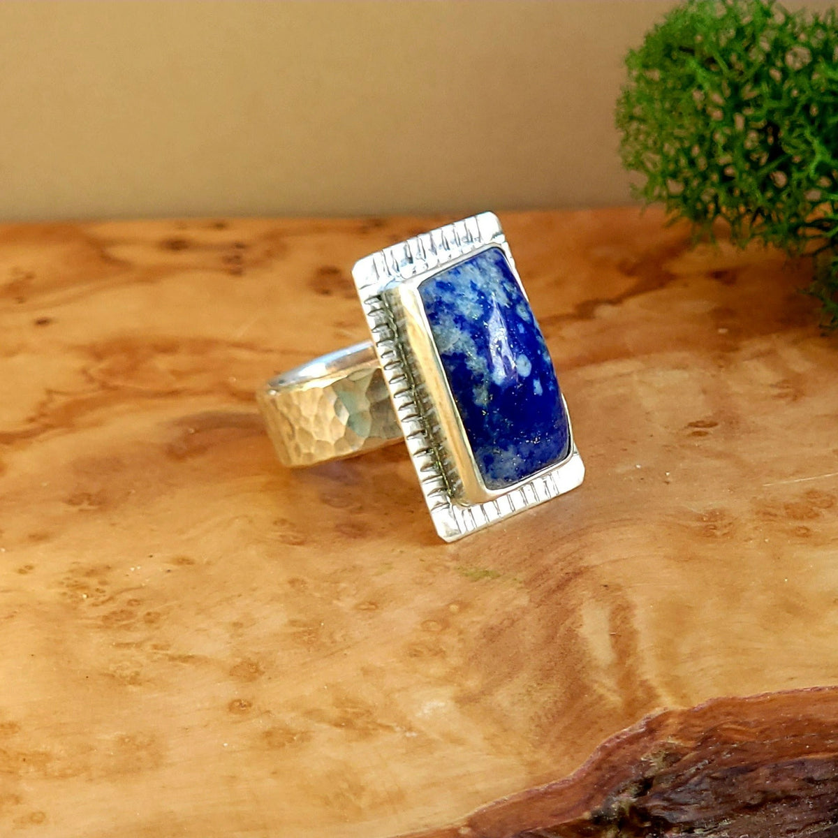 Lapis Lazuli Wide-Band Statement Ring