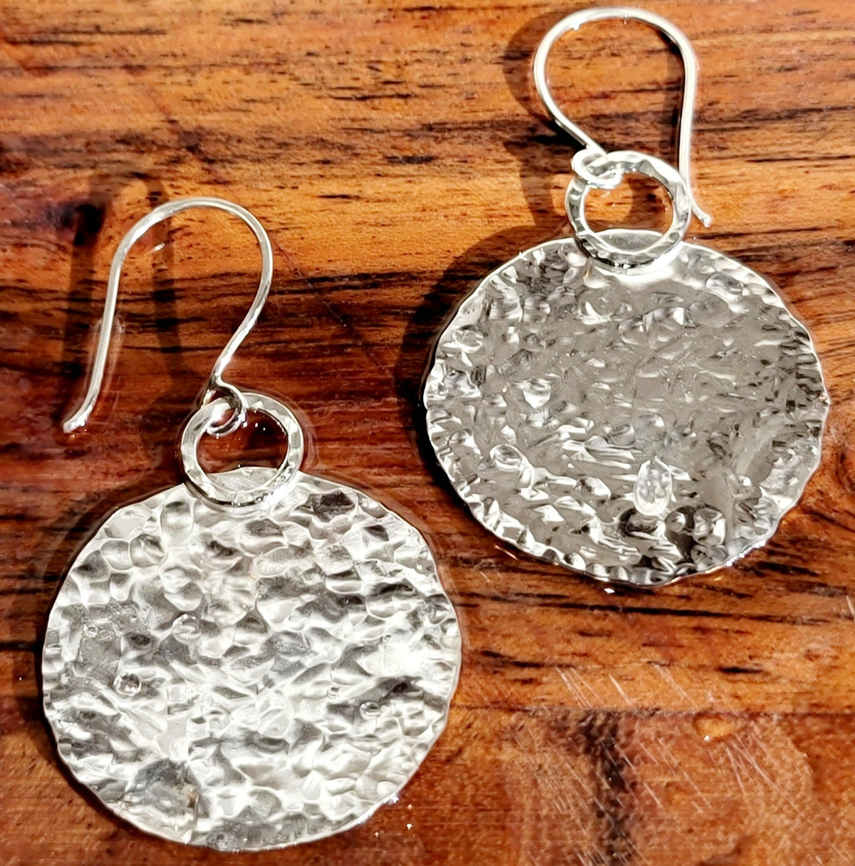 Earrings - Hammered Sterling Disc - Large