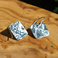 Earrings - Hammered Sterling - Squares