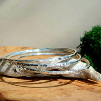 Bangle - Hammered Sterling - Beautiful Bangles - Set of 3