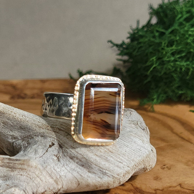 Ring - Statement - Montana Agate/Sterling 6 mm Band