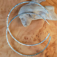 Earrings - Hammered Hoops -Sterling  2-1/2"