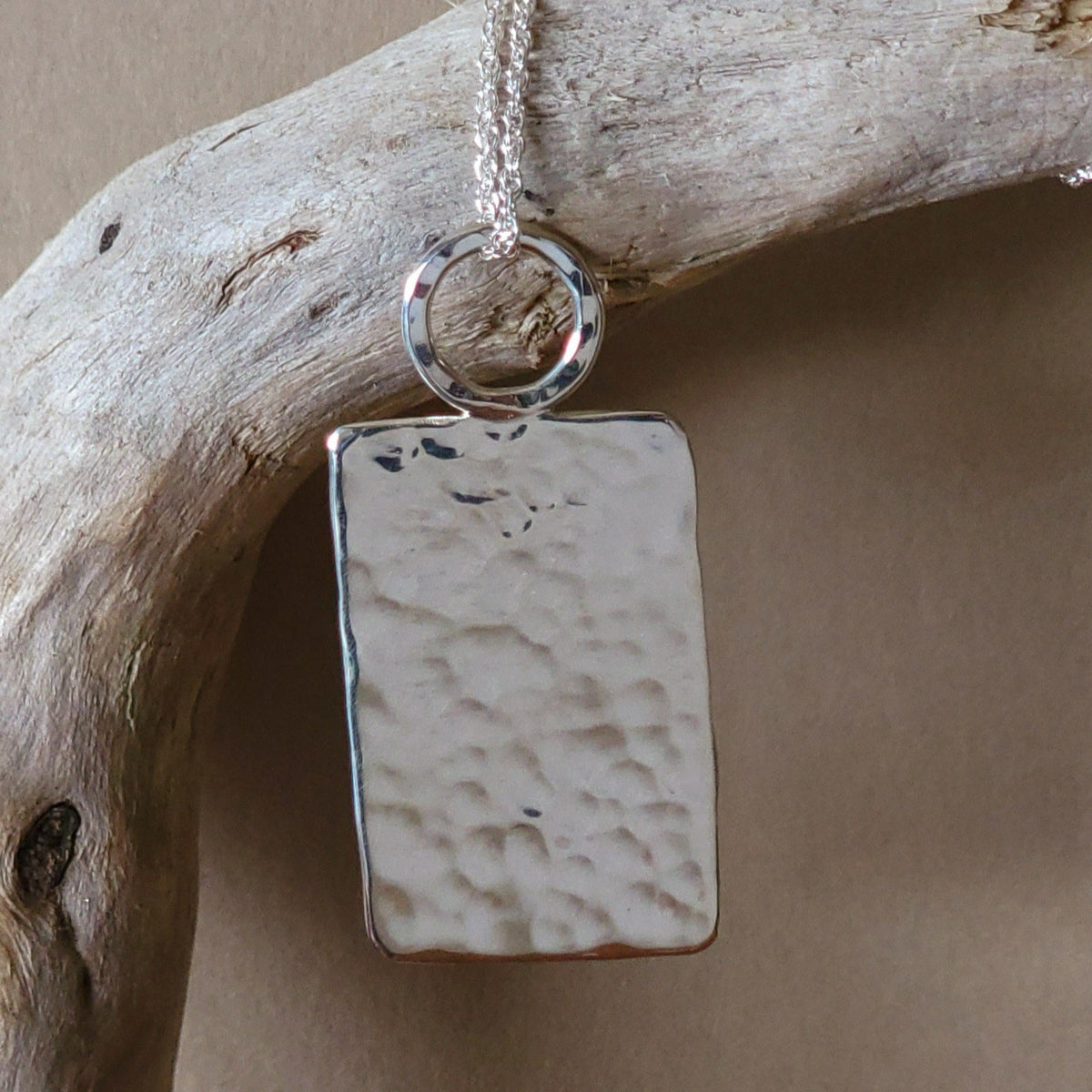 Pendant - Hammered Sterling Rectangle