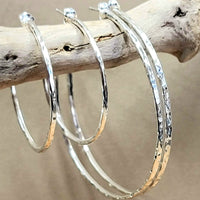 Earrings - Hammered Hoops - Sterling 1-1/2"